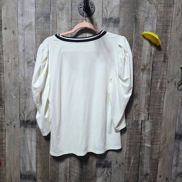 Karl Lagerfeld Paris Cream Puff Sleeve Top - Picture 3 of 5